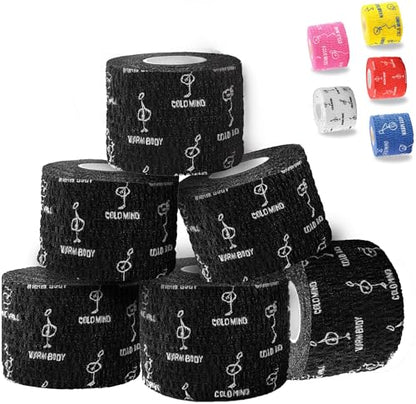 WARM BODY COLD MIND 1.85" Weightlifting Thumb Tape - Hook Grip Tape for Powerlifting, Cross Training, Gym Tape, Workout, Weight Lifting Tape, Athletic Finger Wrap (Black 6 Rolls) - color: 6 Rolls Black