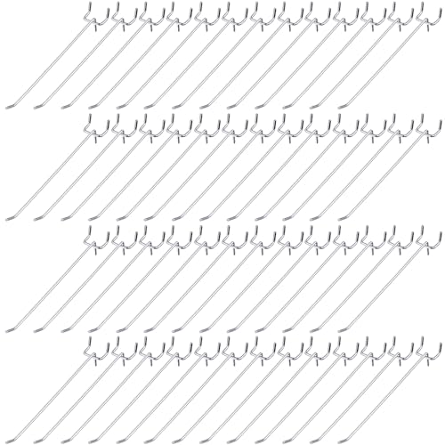 Shimeyao 100 Pcs Peg Board Shelving Hooks Stainless Steel Hanging Board Pegs Wall Display Hooks Bulk for 1/8 1/4 Garage Storage Organizer Accessories (8 Inch,Silver) - color: Silver, size: 8 Inch
