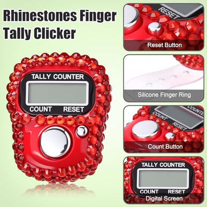 Simgoing Electronic Finger Clicker Counter, Rhinestones Tally Tasbeeh Counter Gifts for Prayer Islamic Golf Counting Goods Lap Knitting Bling Accessories - color: Bright Colors