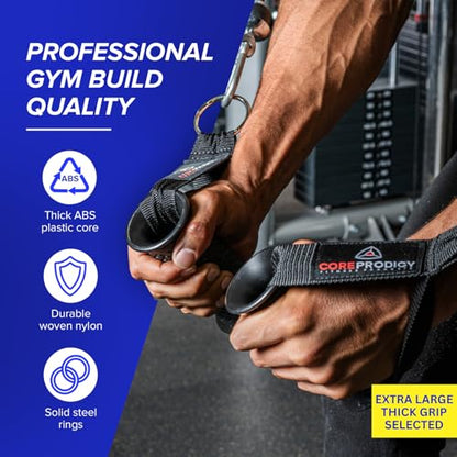 Core Prodigy Heavy Duty Exercise Handles - Grip Attachments for Cable Machine Pulleys, Gym Equipment, Resistance Bands, and Weight Lifting - style: Fat / Thick