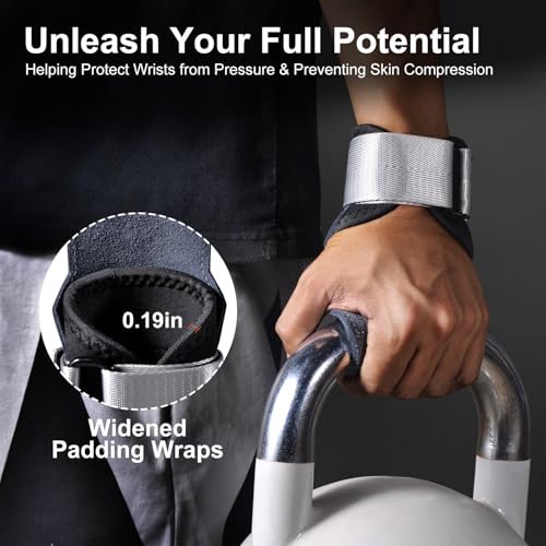 Weight Lifting Wrist Strap for Men & Women, 1 Pair | Double Layer Leather, For Deadlift and Powerlifting, Adjustable Neoprene Padded Wrist Wraps - color: Grey