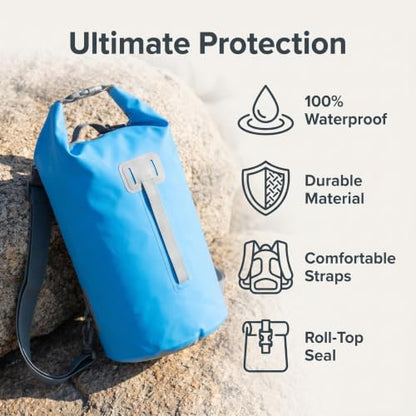 1 PC 5L Roll Top Dry Storage Bag,gym bags Lightweight Waterproof Backpack for Travel Swimming Boating Kayaking Camping Beach, Durable Outdoor Gear Blue