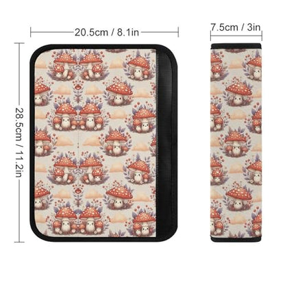 Breathable Seat Belt Shoulder Pad for Adults and Children, Stroller Pushchair High Chair, 2 Pack Cute Cartoon Mushroom Red Neck Strap Covers Easy Install (No Tool) - color: Pattern 364