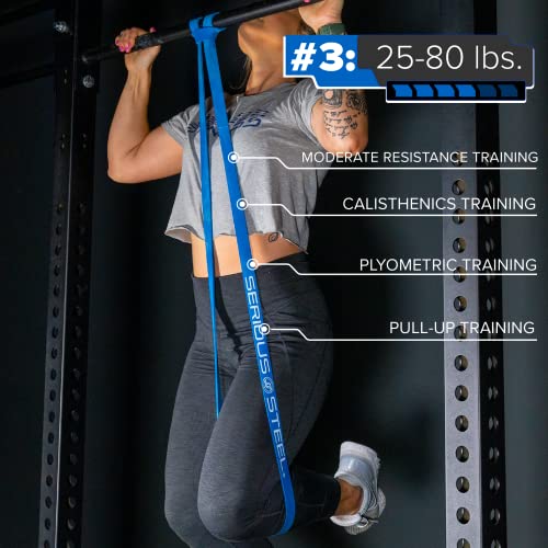 Serious Steel 41" Assisted Pull-up Band, Heavy Duty Resistance Band Sets, Stretching, Powerlifting, Resistance Training and Pull Up Assistance Bands - color: 2-Band Set (#2 #3)