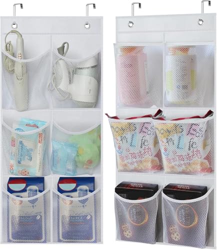 KIMBORA 2 Packs Narrow Over the Door/Wall Shoe Organizer Cruise, Small Hanging Shoe Rack for Closet with Clear Mesh Pocket for Bathroom, RV, Pantry, Camping (White) - color: White