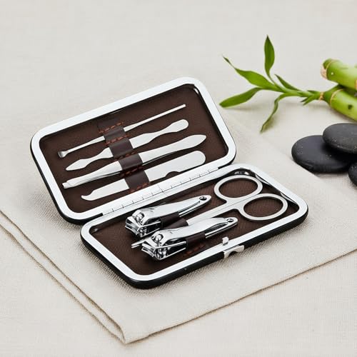 7-Piece Nail Grooming Kit with Travel Case, Complete Manicure and Pedicure Set for Home and Travel