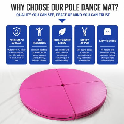 HARELA Pole Dance Mat, Fitness Gymnastic Yoga Safety Protection Pad, for Fitness Gymnastics Yoga Home Studio, 4 Panel Foldable - size: 150*10cm/59.1*3.9"