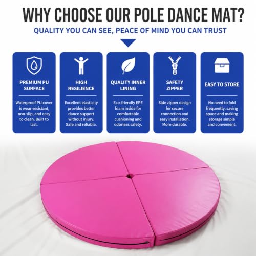 HARELA Pole Dance Mat, Fitness Gymnastic Yoga Safety Protection Pad, for Fitness Gymnastics Yoga Home Studio, 4 Panel Foldable - size: 200*10cm/78.7*3.9"