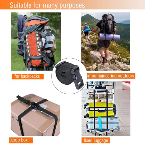 Nylon Strap with Buckle, Quick Release Short Adjustable Straps with Buckles, Securing Tie Down Straps for Backpacking, Compression Golf Bag, Camping Outdoor Activities 4Pcs 1" x 142" (12ft) - size: 16ft