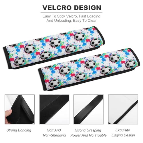 2 Pack Splash Ink Soccer Ball Football Sport Car Seat Belt Pad Breathable Shoulder Harness Cover for Adult Use, Stroller Pushchair High Chair, Pressure Relief - color: Pattern 1237