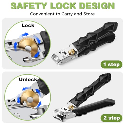 Toenail Clippers for Thick Nails, Nail Clippers Set, 5pcs with Leather Case | Toe Nail Clippers for Thick Nails for Seniors | Long Handled Nail clippers for Men | Sharp Slanted Ingrown Toenail Clippers
