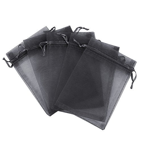 Boshen 100/200PCS Organza Gift Candy Sheer Bags Mesh Jewelry Pouches Drawstring Bulk for Wedding Party Favors Christmas (4" X 6"(100PCS), Black) - color: Black-4" X 6"(100PCS)