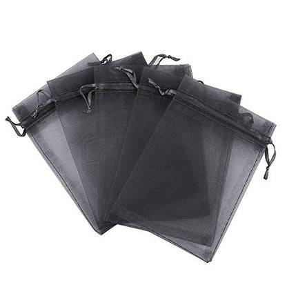Boshen 100/200PCS Organza Gift Candy Sheer Bags Mesh Jewelry Pouches Drawstring Bulk for Wedding Party Favors Christmas (4" X 6"(100PCS), Black) - color: Black-4" X 6"(100PCS)