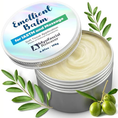 Myofascial Releaser Emollient Balm for IASTM & Gua Sha – Non-Greasy Massage Balm for Tool Glide and Bodywork – Natural, Hypoallergenic, Unscented Massage Balm Alternative to Oil (195g) - color: 195g