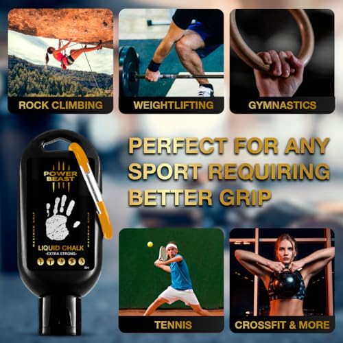 Liquid Chalk, 2 Bottles Combo of 200 + 50 ML, Liquid Sports Chalk, Free Professional Hand Grip for Gym, Weightlifting, Rock Climbing, Gymnastics, Crossfit, Powerlifting, Pole Dance.