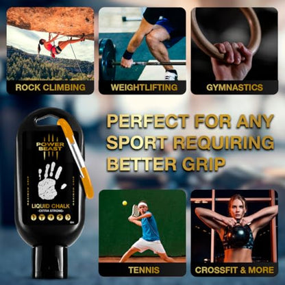 Liquid Chalk, 2 Bottles Combo of 200 + 50 ML, Liquid Sports Chalk, Free Professional Hand Grip for Gym, Weightlifting, Rock Climbing, Gymnastics, Crossfit, Powerlifting, Pole Dance.