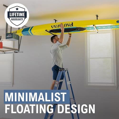 StoreYourBoard Standup Paddle Board and Surfboard Garage Storage Rack - Adjustable Ceiling Mount Hanger for SUP Storage, Heavy Duty Overhead Paddleboard Organizer for Garage, Space Saving Rack - style: Single