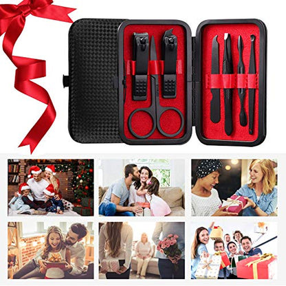 Manicure Set Pedicure Kit Womens Nail Clippers Set 32 in 1 Professional Grooming Care Tools Nail Kit Including Facial, Fingernails and Toenails Care with Travel Case Women (Red_7 Pieces) - color: Red_7 Pieces