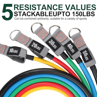 Resistance Bands with Handles, Single Resistance Bands, Exercise Bands with Handles, for Resistance Training, Physical Therapy, Home Workouts, Fitness, Pilates - color: 5 in 1 band -150lbs