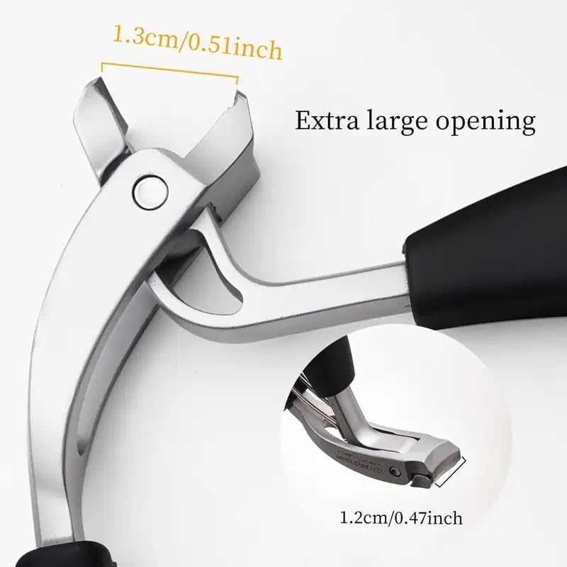 Professional Wide Jaw Nail Clippers for Thick Nails – Heavy Duty Stainless Steel Fingernail & Toenail Cutter with Long Handle, Anti-Splash Design, Ergonomic Grip for Seniors, Men & Women