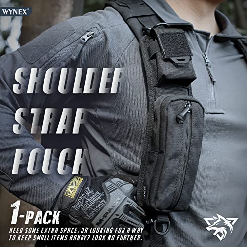 WYNEX Molle Accessories Pouch of Double Zipper Pocket Version, Backpack Strap Pouch Shoulder Strap Molle Attachment Tactical Accessories Bag Shoulder Starps Zipper Pocket Additional Phone Holder - color: Black-1Pcs