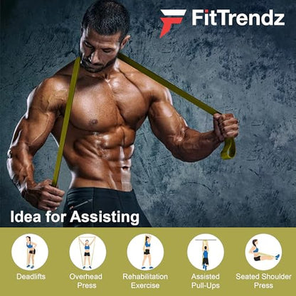 FitTrendz Resistance Bands - Natural Latex Pull Up Assist Bands - Workout Bands - Exercise Bands - Elastic Bands - Home Gym Bands for Strength Training, Stretching, Muscle Building, Physical Therapy - color: Green Latex Bands