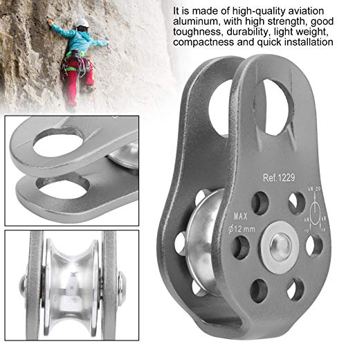 20KN Outdoor Climbing Pulley, Aluminum Side Swing Pulley, Climbing Pulley for Climbing Aloft Work Rappelling Rescue - size: Gray