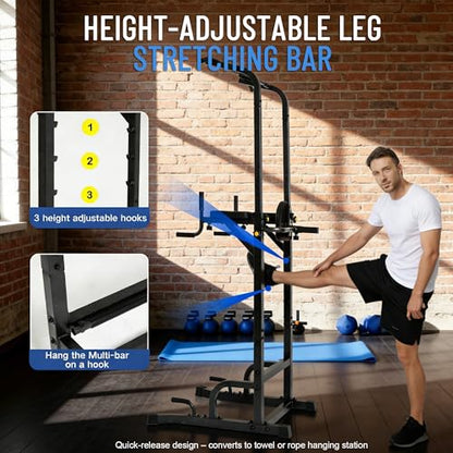 BARWING Power Tower Pull Up Bar Station Adjustable Height Dip Bar Station for Home Gym Strength Training Workout Equipment 550LBS