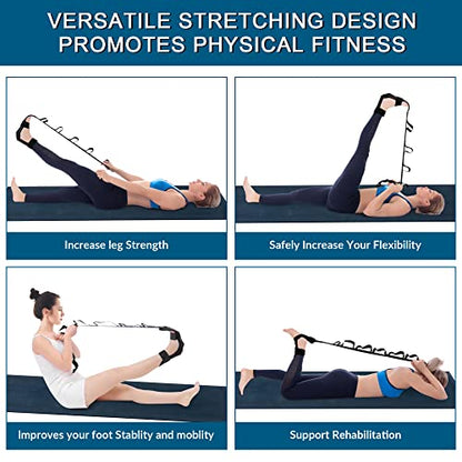 Komzer Foot Stretcher Belt, Foot Stretcher Stretch Strap for Plantar Fasciitis, Heel Spurs, Foot Drop, Achilles Tendonitis & Hamstring. Yoga Foot & Leg Stretch Strap (Black)