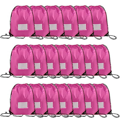 20 Pcs Drawstring Bags,Bulk Draw String Backpack, DIY Gym Sports Cinch Bag Sackpack for Women Men, Pink - color: Pink