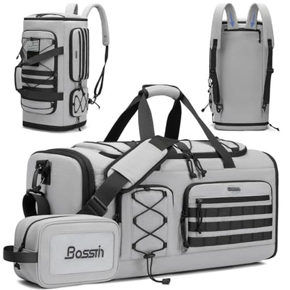 Bosstin Gym Bag for Men & Women,45L Travel Duffle Sports Duffel Bag Gym Weekender Overnight Backpack with Shoe Compartment (GREY CHECKERED) - color: GREY CHECKERED