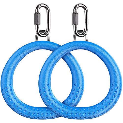 Dolibest 2 Pack of Ninja Gymnastic Rings,Monkey Ring Outdoor Backyard Ninja Accessories Set,Swing Bar Rings Obstacle Course for Training Equipment for Teens,1000LB Capacity - color: 2pack Blue Fitness Ring