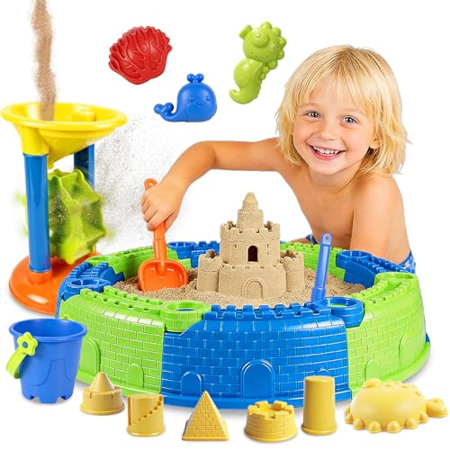 LUCKFUTURE 25 PCS Toddler Beach Toys Set, Sandbox Gift for Kids | Sand Playset with Bucket Shovels Molds & Funnel, Summer Outdoor Fun for Boys Girls 18+ Months