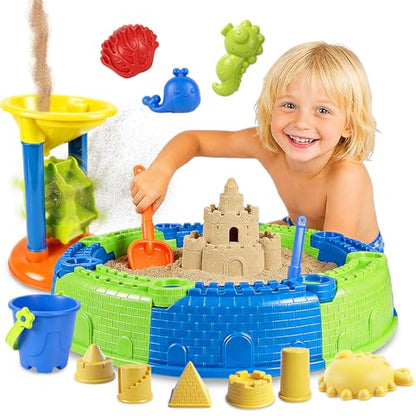 LUCKFUTURE 25 PCS Toddler Beach Toys Set, Sandbox Gift for Kids | Sand Playset with Bucket Shovels Molds & Funnel, Summer Outdoor Fun for Boys Girls 18+ Months
