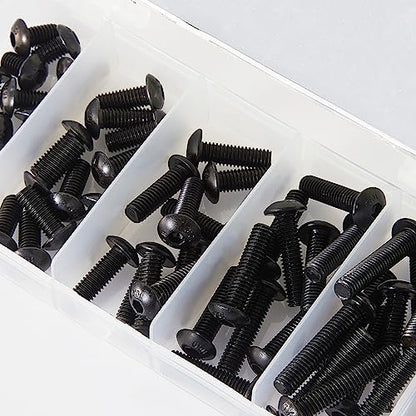 M5 x 10mm 14mm 18mm 20mm 25mm Button Head Socket Cap Screws Bolts, 10.9 Grade Alloy Steel, Black Oxide Finish, Metric Allen Hex Drive, Fully Threaded, Assortment Kit 50Pcs - size: Button M5x10-25 mm