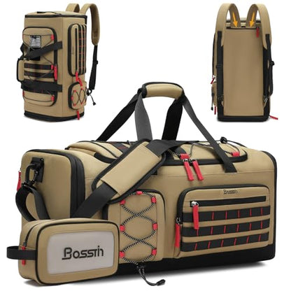 Bosstin Gym Bag for Men & Women,45L Travel Duffle Sports Duffel Bag Gym Weekender Overnight Backpack with Shoe Compartment (Khaki) - color: 6Khaki