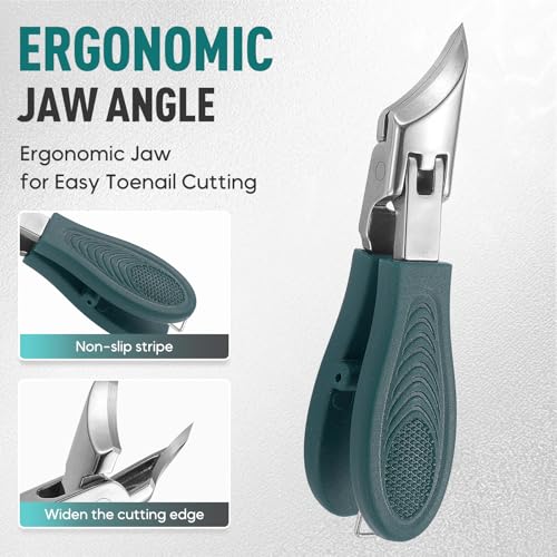 4 PCS Set Wide Jaw Opening Anti Splash Slanted Nail Clipper, 2026 Upgrade Curved Toenail Clippers, Toe Nail Clippers for Thick Nails for Seniors Klipp, Heavy Duty Toenail Clipper Kit (Black Set) - color: Black Set