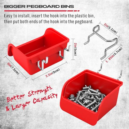 Ultimate 121-Piece Pegboard Hooks Set, Pegboard Accessories with Metal Hooks, Durable Peg Board Organizer Accessories, Pegboard Bins, Peg Board Tool Utility Hooks - style: 121 pcs -- Red