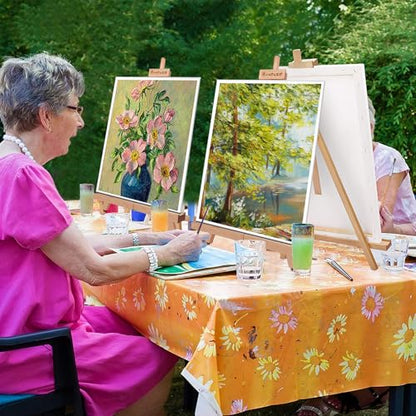 Miratuso Painting Easel, A-Frame Wooden Tabletop Easel Display Stand | Adjustable, Holding Canvas Up to 22" High, Foldable, Portable Multiple Use Photo and Sign Holder, Gift for Artist Beginner - style: Single
