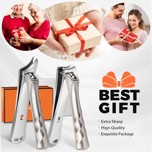Nail Clippers for Men with Slanted Curved Blade, Large Heavy Duty Fingernail Clipper Stainless Steel Slanted Nail Cutter with Long Handle Gifts for Men Women Adults - style: Silver Ingrown Toenail Clippers