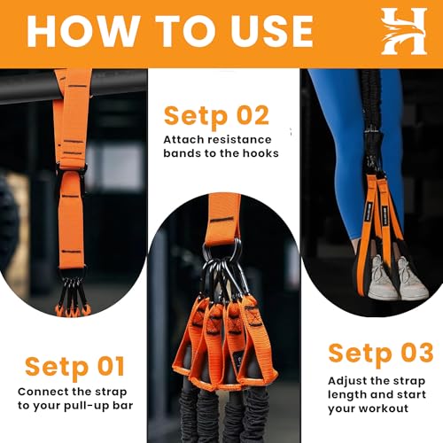Adjustable Pull Up Assistance Bands with Foot and Knee Support, Heavy Duty Resistance Bands for Pull Up Bar, Full Body Strength Training System for Home Gym, Pull Up Assist Bands with Handles and Bag