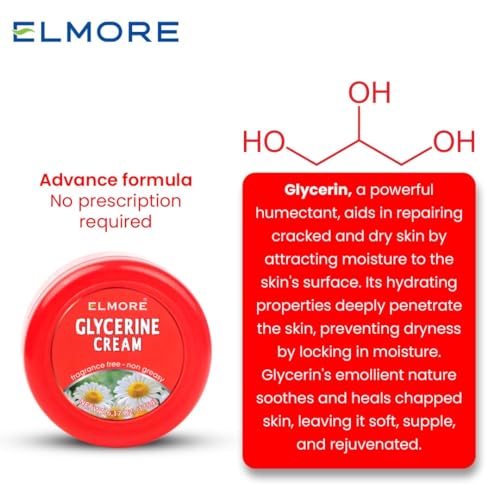ELMORE Thick Soothing Dry Hand Cream – 42% Glycerin for Intense Moisture & Hydration | Chamomile Extract to Calm, Soothe & Restore Dry, Cracked Skin | Fast-Absorbing & Non-Greasy