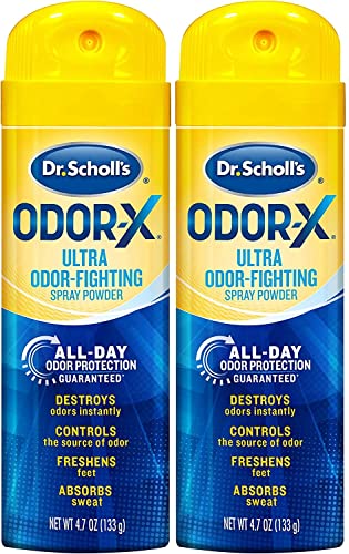 Dr. Scholl’s Odor-X ODOR-FIGHTING Spray-Powder // All-Day Odor Protection and Sweat Absorption - Packaging May Vary (Pack of 2)