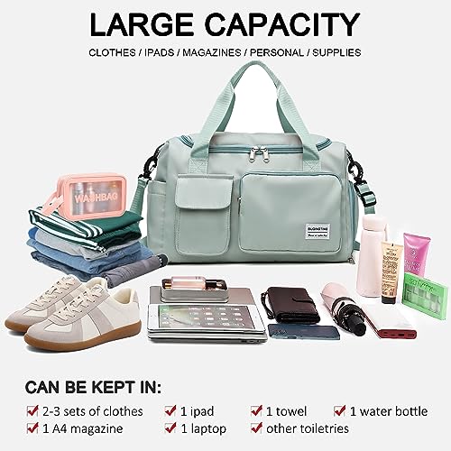 Small Gym Bag for Women, Travel Duffle Bag Carry On Weekender Bag with Shoe Compartment - color: 30#All Green, style: Gym Bag&toiletry Bag