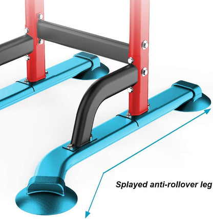 SogesHome Multi-Function Power Tower Pull Up Bar Dip Station for Home Gym | Height Adjustable PullUp Dip Stand, Full Body Strength Training Equipment, Fitness Workout for Push Ups Dips, 330LB Capacity - color: Red