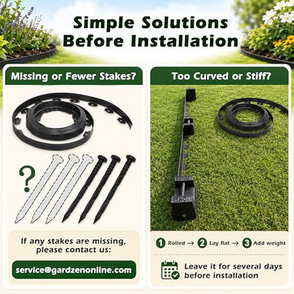 Gardzen 1.5" x33' Landscape Edging Kit with 40 Spikes | Garden Edging Coil for Lawn Borders and Landscape Projects, Easy No Dig Installation with Durable Ground Stakes Included - size: 33ft