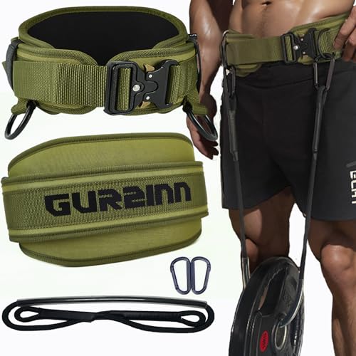 Weight Lifting Belt Gym Fitness with Quick Locking, Dip Belt with rope, Weighted Pull Up Belt for Gym Fitness Powerlifting Squat - color: Green, size: Larger
