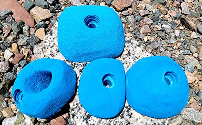 4 Pack Large Polyurethane Bolt-On Rock Climbing Wall Hand Holds - color: blue