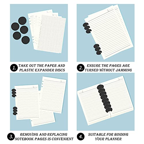 12-Piece 2-Inch Discbound Expansion Discs and Binder Rings - Large Black Plastic Book Binding Discs for DIY Notebooks and Scrapbooking Supplies