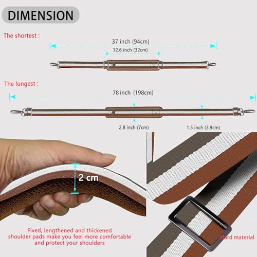 ZINZ Shoulder Strap Universal Bag Strap - 78" Ultra-Thick Padded with Dual Balanced Adjustable Buckles for Briefcase, Travel, Sports, Laptop, Crossbody Bag，Stripes-BrWGy - color: Stripes-brwgy